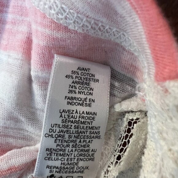 EXPRESS Tank Top Size SP Pink White Semi Sheer Striped Pullover Small Petite - Picture 10 of 10